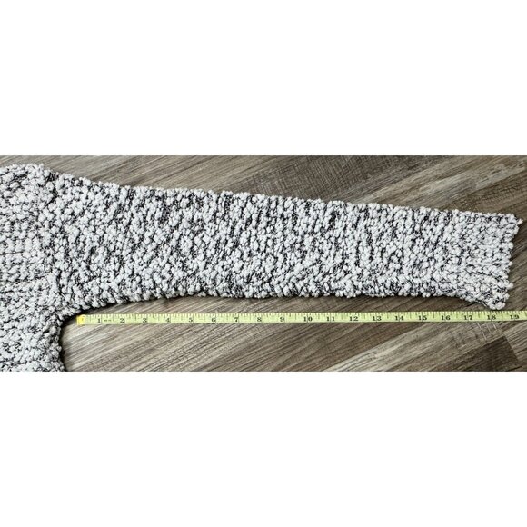 Cozy Womens Hooded Sweater Size Large Gray White Textured Knit Pullover Relaxed - Picture 10 of 14